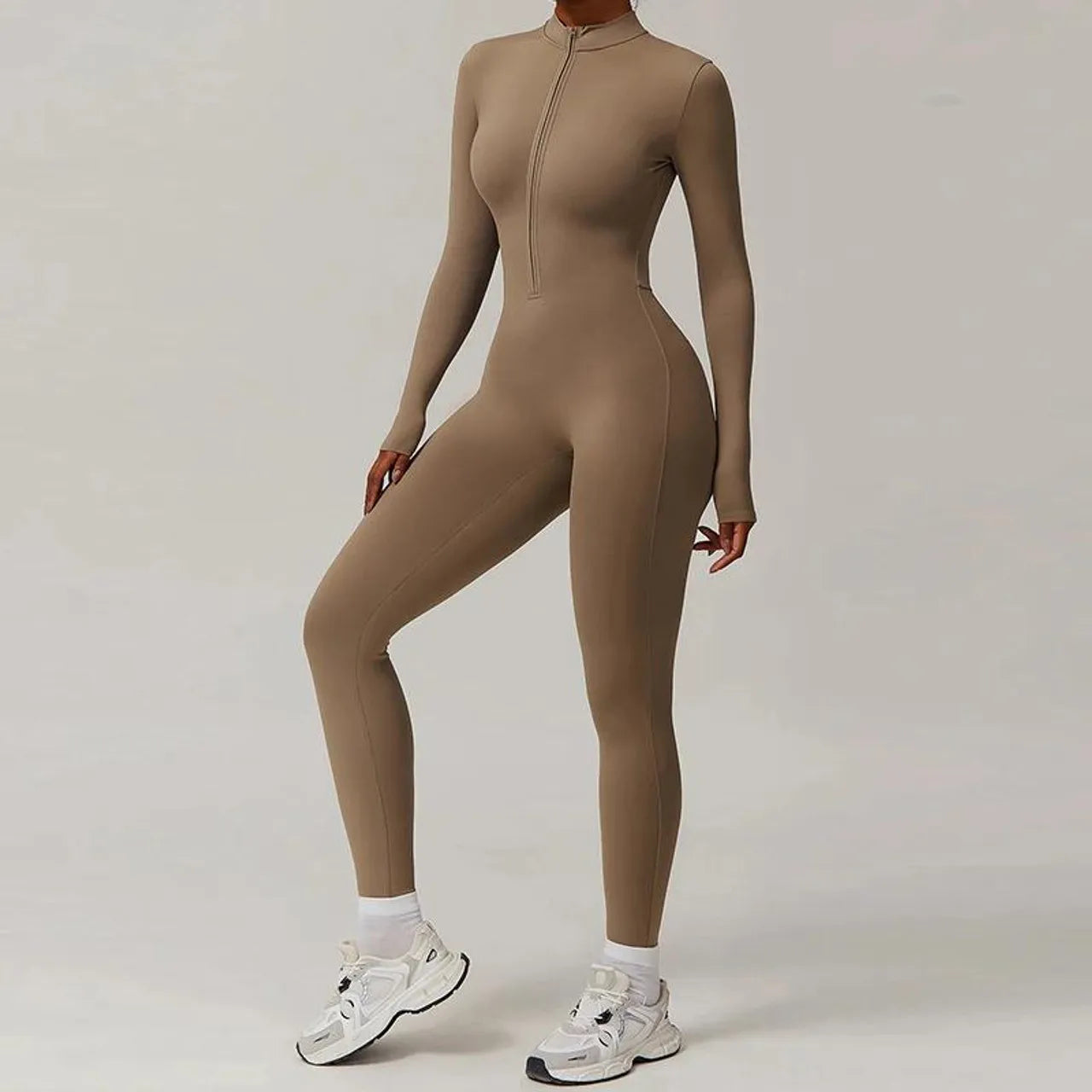 Warm Plush One-Piece Fitness Jumpsuit for Women | Long Sleeve Gym Wear