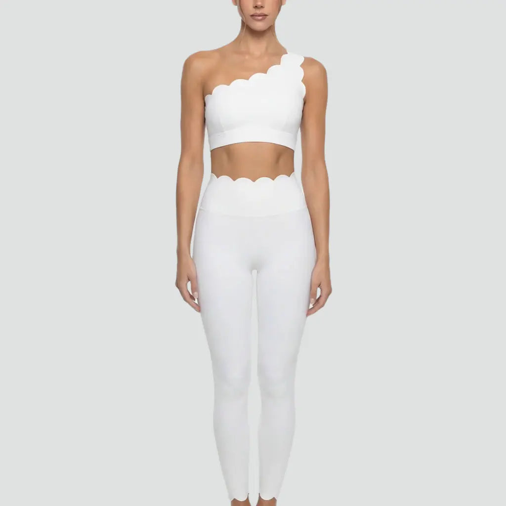 Women’s Elegant One-Shoulder Activewear Set – Lace Beauty Back (2-Piece)