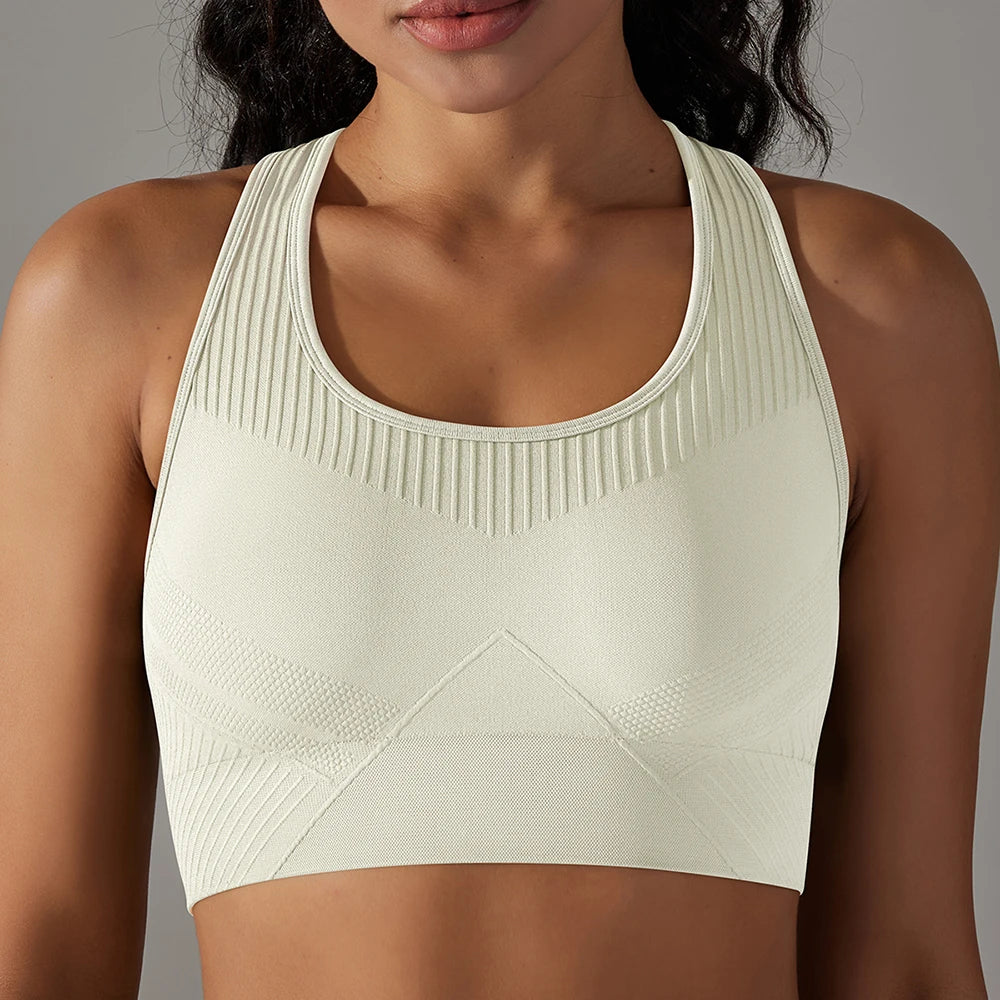 Seamless Shockproof Sports Bra for Women – Padded Yoga & Gym Tank Top