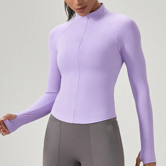 Women's Half-Zip Performance Top – Sculpt Fit Long Sleeve Activewear