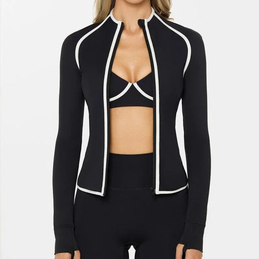 Seamless Zip Jacket Set for Women – Body Sculpting Yoga & Gym Outfit