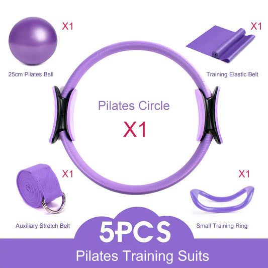 Pilates Roller Set with Stretch Strap and Yoga Ring