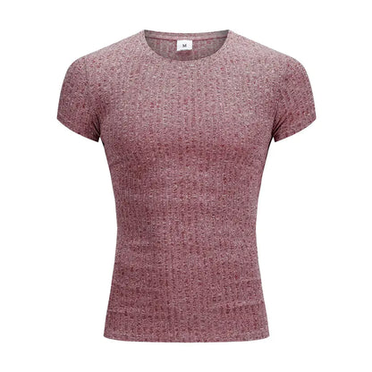Men's Summer Knit Fitted T-Shirt for Gym & Sports