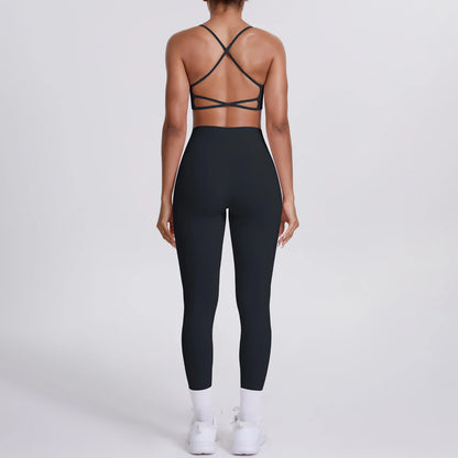 Yoga Suit Sports Set Gym Seamless High Impact Sports Bra Women's High Waist and Hips Tight Peach Buttocks Pants Womens Sportswea