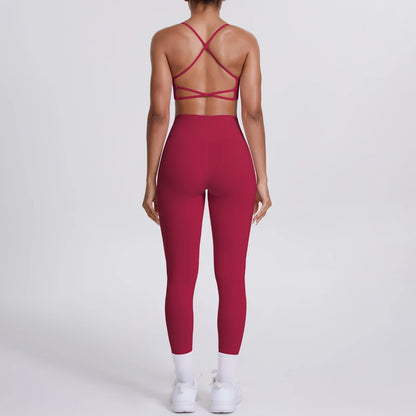 Yoga Suit Sports Set Gym Seamless High Impact Sports Bra Women's High Waist and Hips Tight Peach Buttocks Pants Womens Sportswea