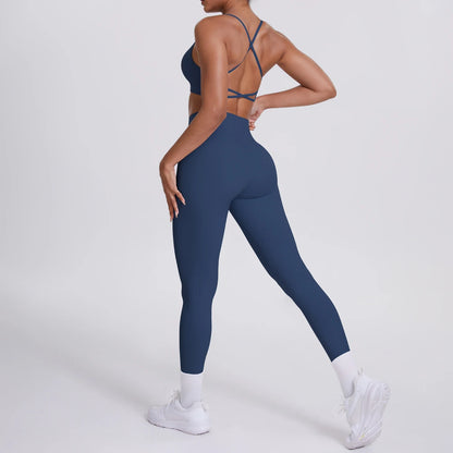 Yoga Suit Sports Set Gym Seamless High Impact Sports Bra Women's High Waist and Hips Tight Peach Buttocks Pants Womens Sportswea