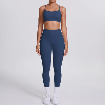 Yoga Suit Sports Set Gym Seamless High Impact Sports Bra Women's High Waist and Hips Tight Peach Buttocks Pants Womens Sportswea