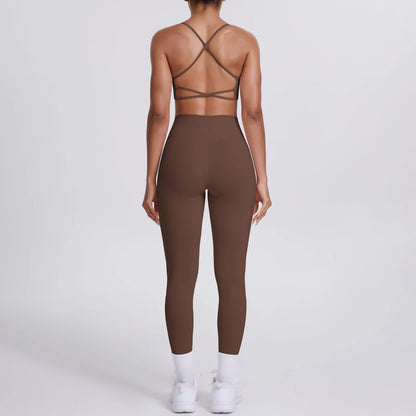 Yoga Suit Sports Set Gym Seamless High Impact Sports Bra Women's High Waist and Hips Tight Peach Buttocks Pants Womens Sportswea