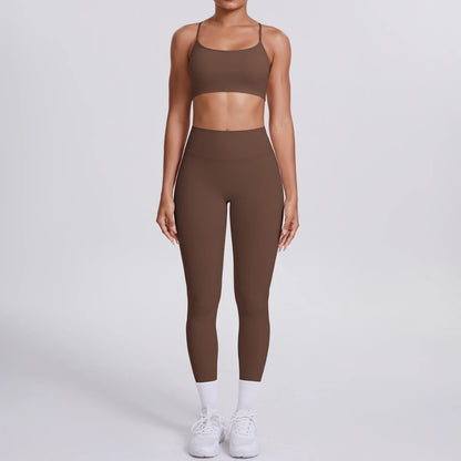 Yoga Suit Sports Set Gym Seamless High Impact Sports Bra Women's High Waist and Hips Tight Peach Buttocks Pants Womens Sportswea
