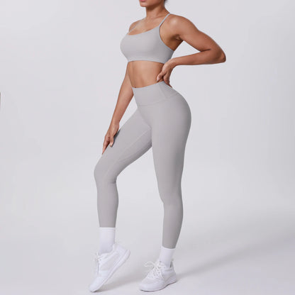 Yoga Suit Sports Set Gym Seamless High Impact Sports Bra Women's High Waist and Hips Tight Peach Buttocks Pants Womens Sportswea