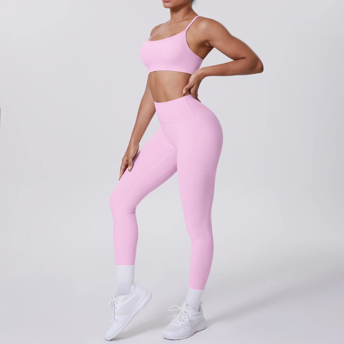 Yoga Suit Sports Set Gym Seamless High Impact Sports Bra Women's High Waist and Hips Tight Peach Buttocks Pants Womens Sportswea