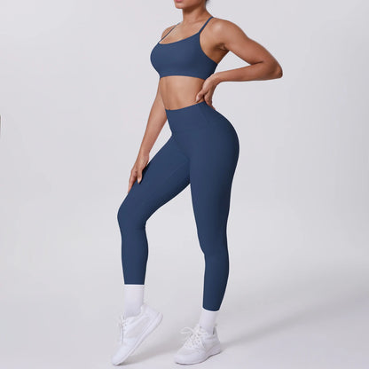 Yoga Suit Sports Set Gym Seamless High Impact Sports Bra Women's High Waist and Hips Tight Peach Buttocks Pants Womens Sportswea