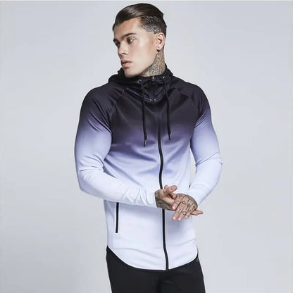 Men's Slim Fit Hooded Workout Jacket for Training
