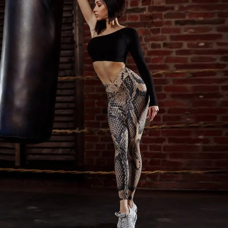 3D Snakeskin Print Yoga Fitness Leggings