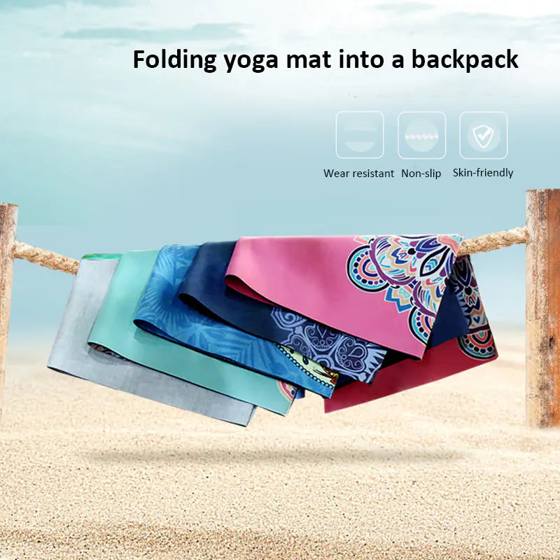 Natural Rubber Suede Yoga Mat - Ultra-thin Portable Design