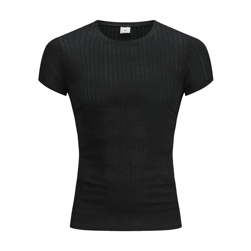 Men's Summer Knit Fitted T-Shirt for Gym & Sports
