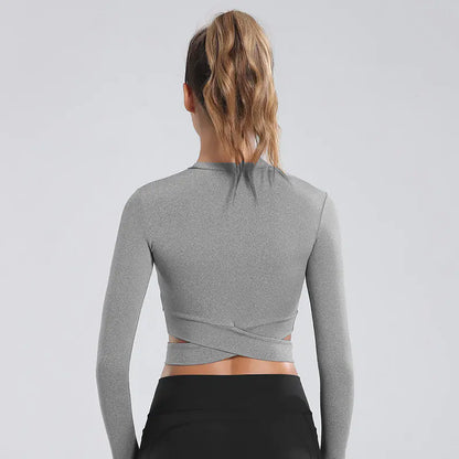 Women's Long Sleeve Crop Dry Fit Yoga Top