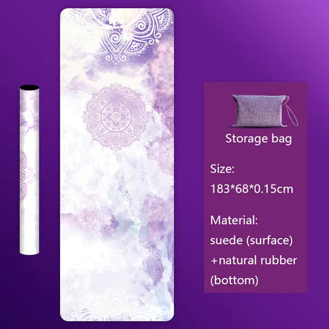 Natural Rubber Suede Yoga Mat - Ultra-thin Portable Design