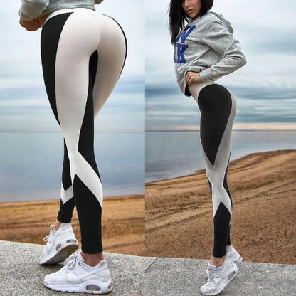 Black and White Digital Print Women's Workout Leggings
