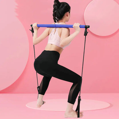 Pilates Fitness Stick with Resistance Bands for Yoga