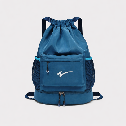Lightweight Drawstring Gym Backpack with Shoe Compartment & Multi Pockets