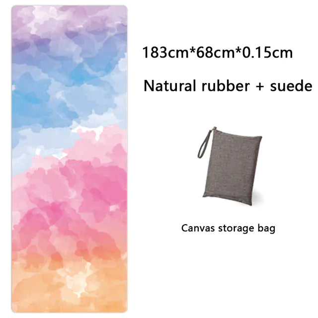 Natural Rubber Suede Yoga Mat - Ultra-thin Portable Design