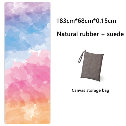 Natural Rubber Suede Yoga Mat - Ultra-thin Portable Design