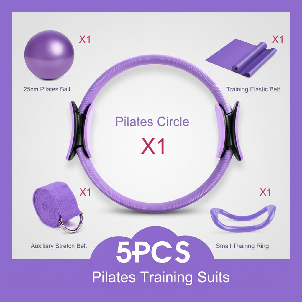 Pilates Roller Set with Stretch Strap and Yoga Ring