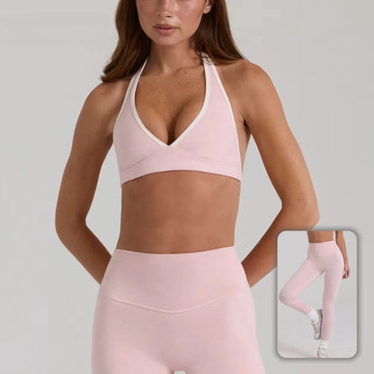 Women’s High Elastic Activewear Set – Seamless Sports Bra & Biker Shorts