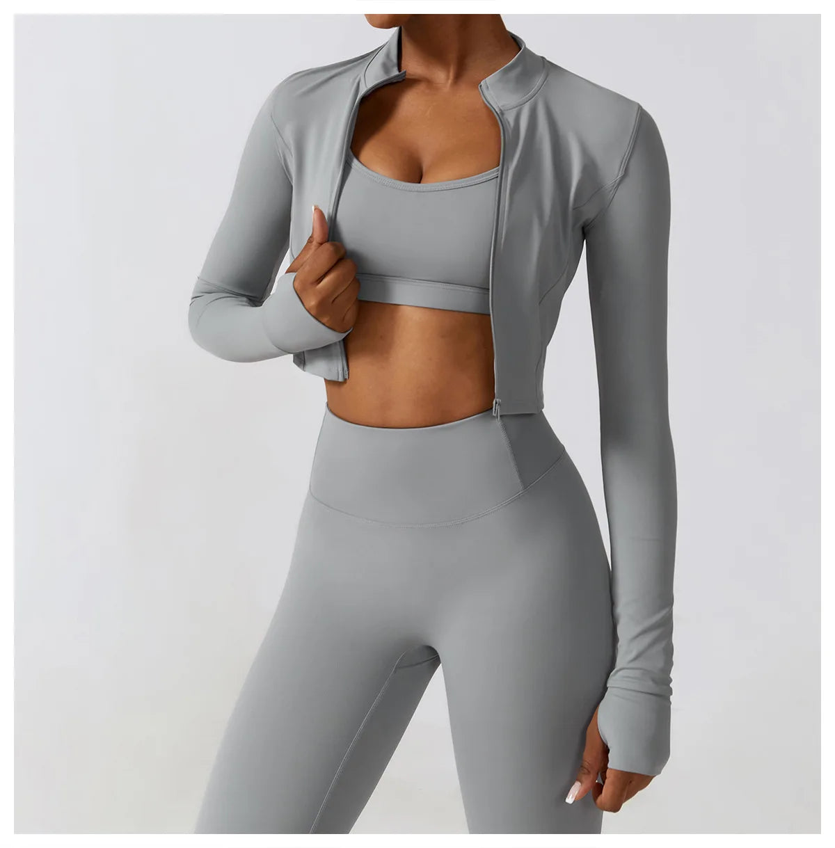 Women’s Quick-Dry Fitness Jacket – Zip-Up Long Sleeve Workout & Yoga Training Top