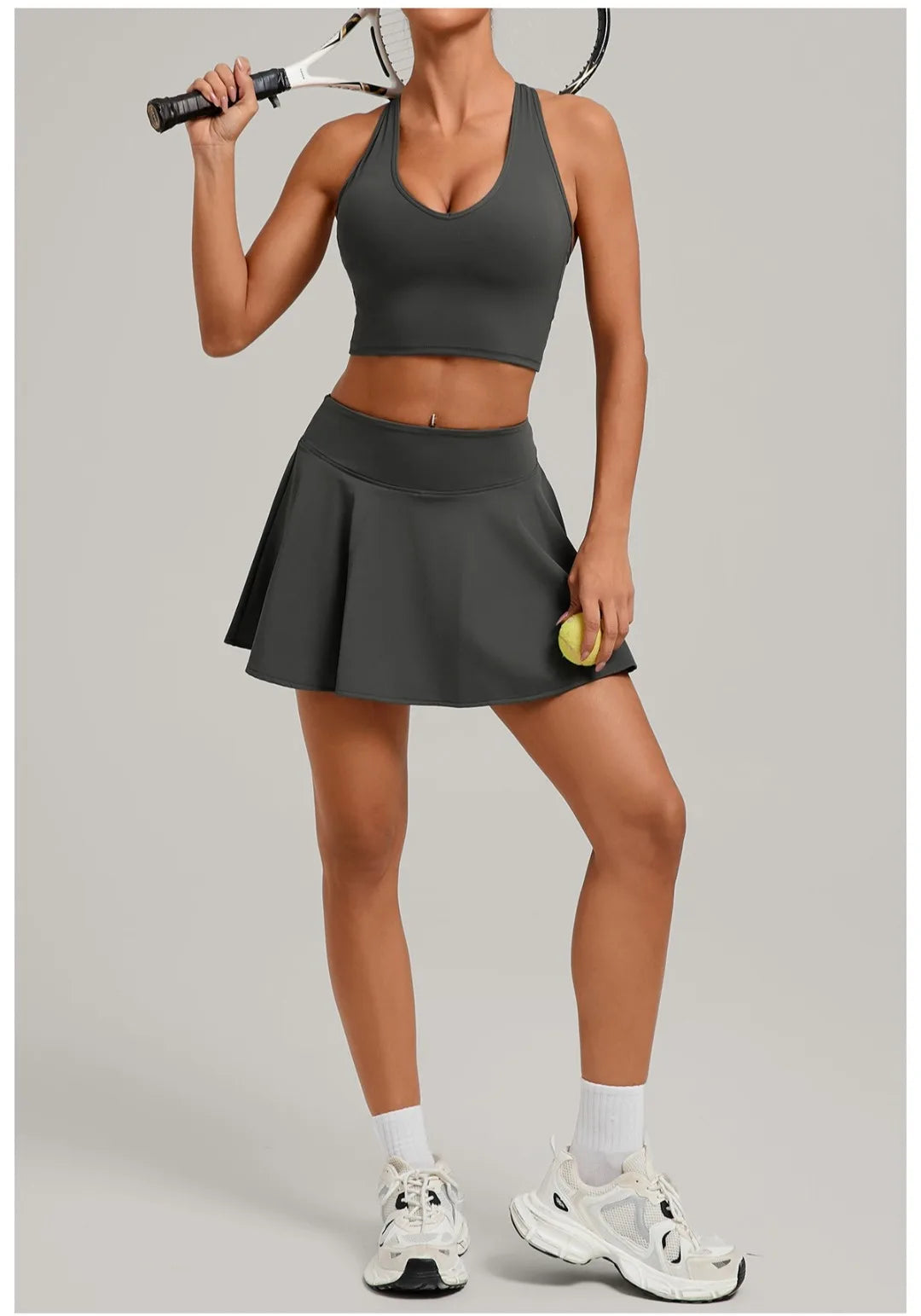 Women’s Tennis Skirt Set – High Waist Activewear with Pockets