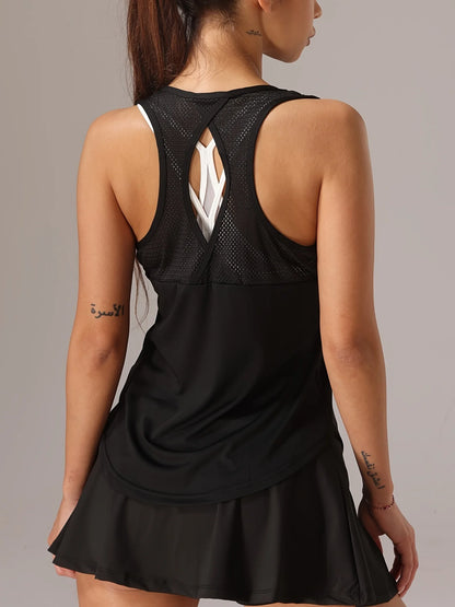 Women’s Performance Mesh Workout Tank – Sleeveless Gym, Tennis & Training Top