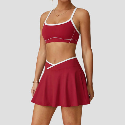 2-Piece Women’s Activewear Set – Halter Sports Bra & Tennis Skirt | Gym, Golf & Yoga Outfit