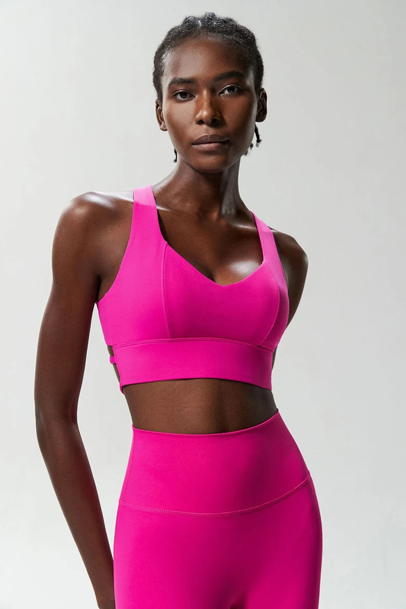 Women’s High Impact Push-Up Sports Bra – Seamless Stretch Gym Crop Top