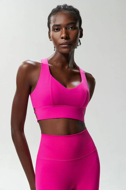 Women’s High Impact Push-Up Sports Bra – Seamless Stretch Gym Crop Top