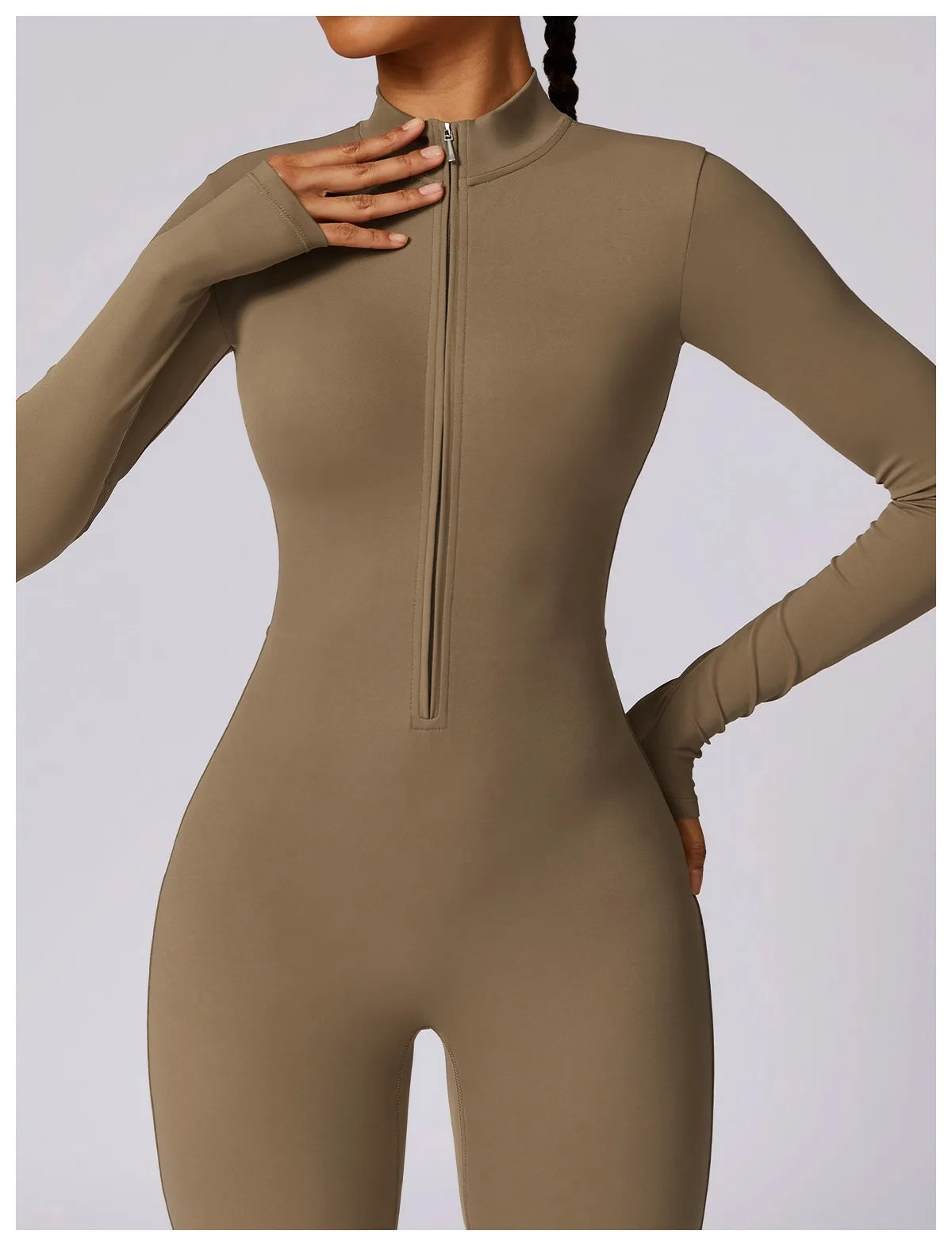 Warm Plush One-Piece Fitness Jumpsuit for Women | Long Sleeve Gym Wear