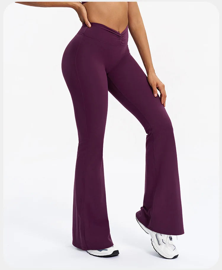 High-Waisted Flare Yoga Pants – Sculpting Push-Up Bell Bottom Leggings