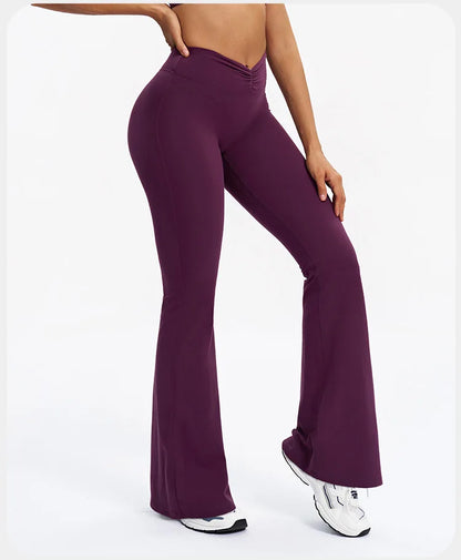 High-Waisted Flare Yoga Pants – Sculpting Push-Up Bell Bottom Leggings