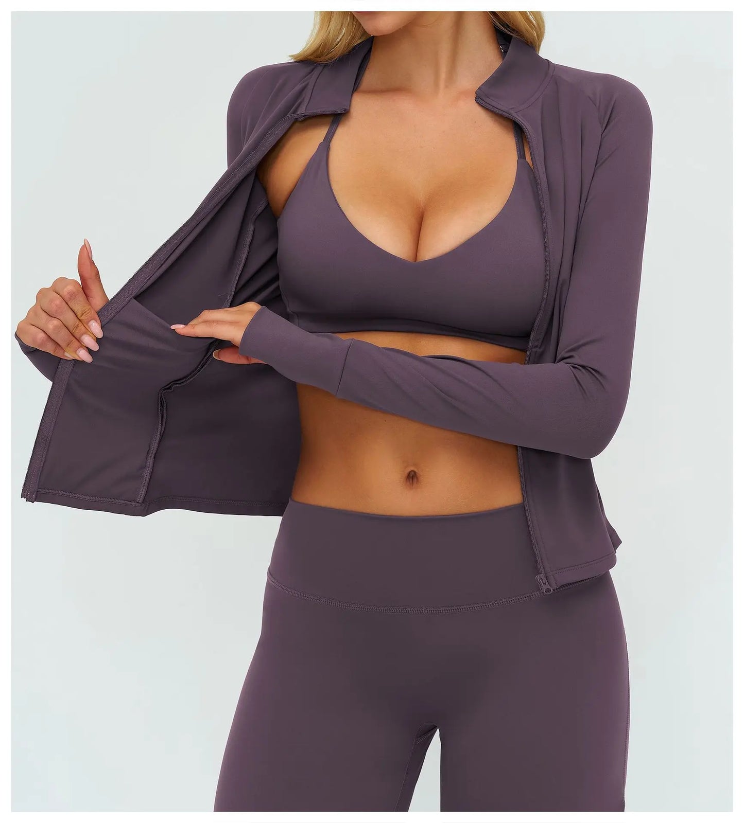 Women’s Zip-Up Performance Jacket – Long Sleeve Quick-Dry Gym & Yoga Activewear