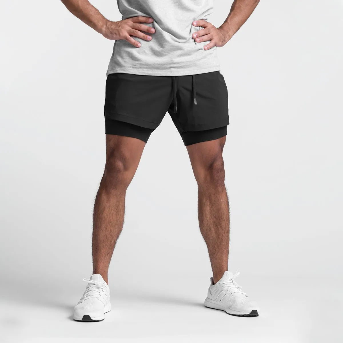 Men’s Double Layer Workout Shorts – Quick-Dry Gym, Running & Fitness Wear