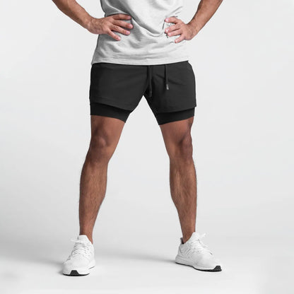 Men’s Double Layer Workout Shorts – Quick-Dry Gym, Running & Fitness Wear