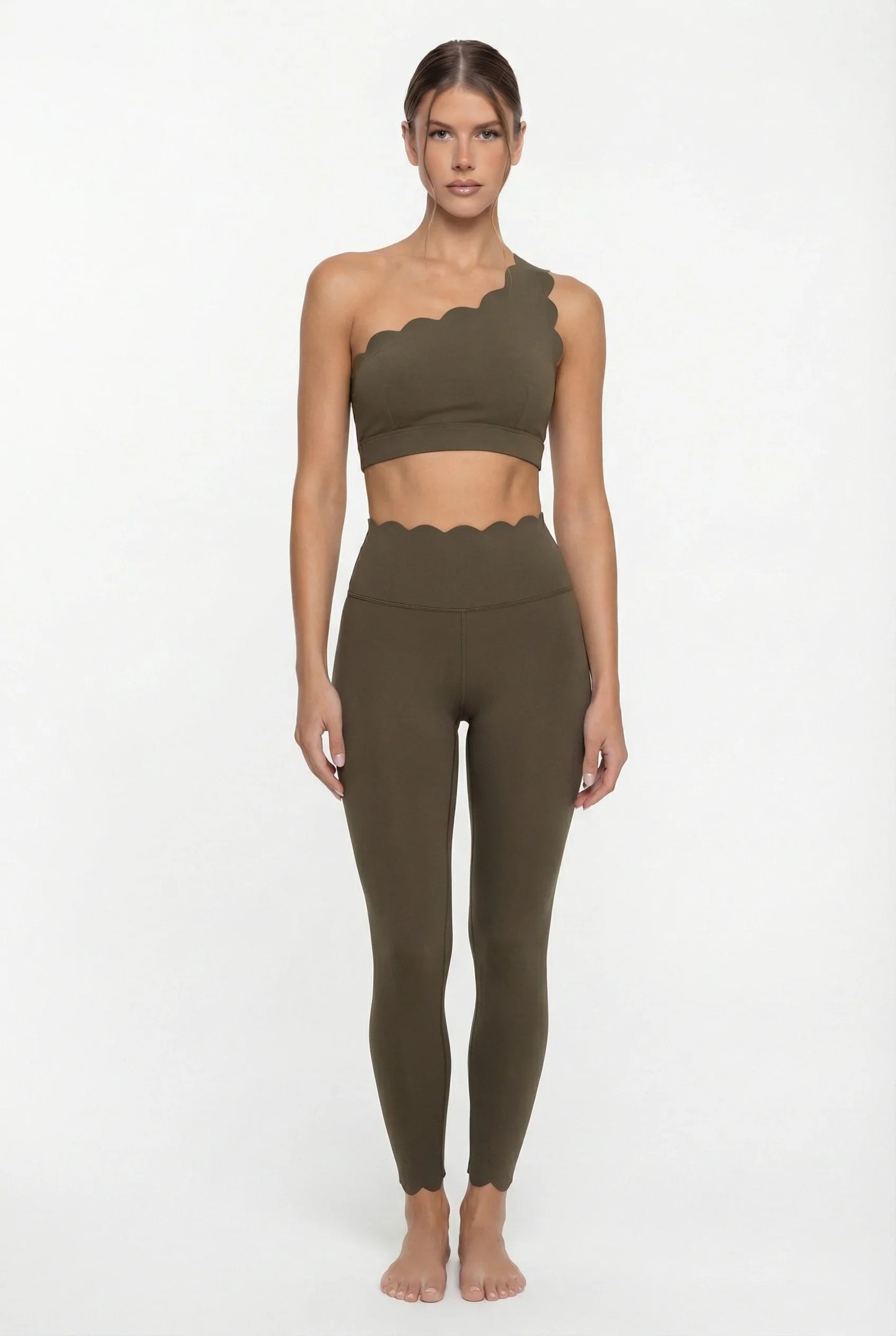 Women’s Elegant One-Shoulder Activewear Set – Lace Beauty Back (2-Piece)