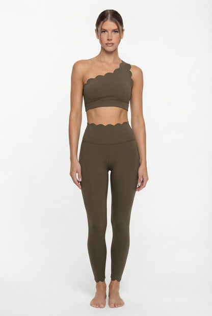Women’s Elegant One-Shoulder Activewear Set – Lace Beauty Back (2-Piece)