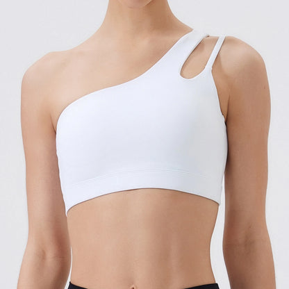 Women One Shoulder Sports Bra – Push Up Shockproof Yoga & Gym Workout Bra