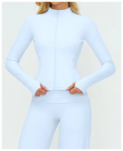 Women’s Zip-Up Performance Jacket – Long Sleeve Quick-Dry Gym & Yoga Activewear