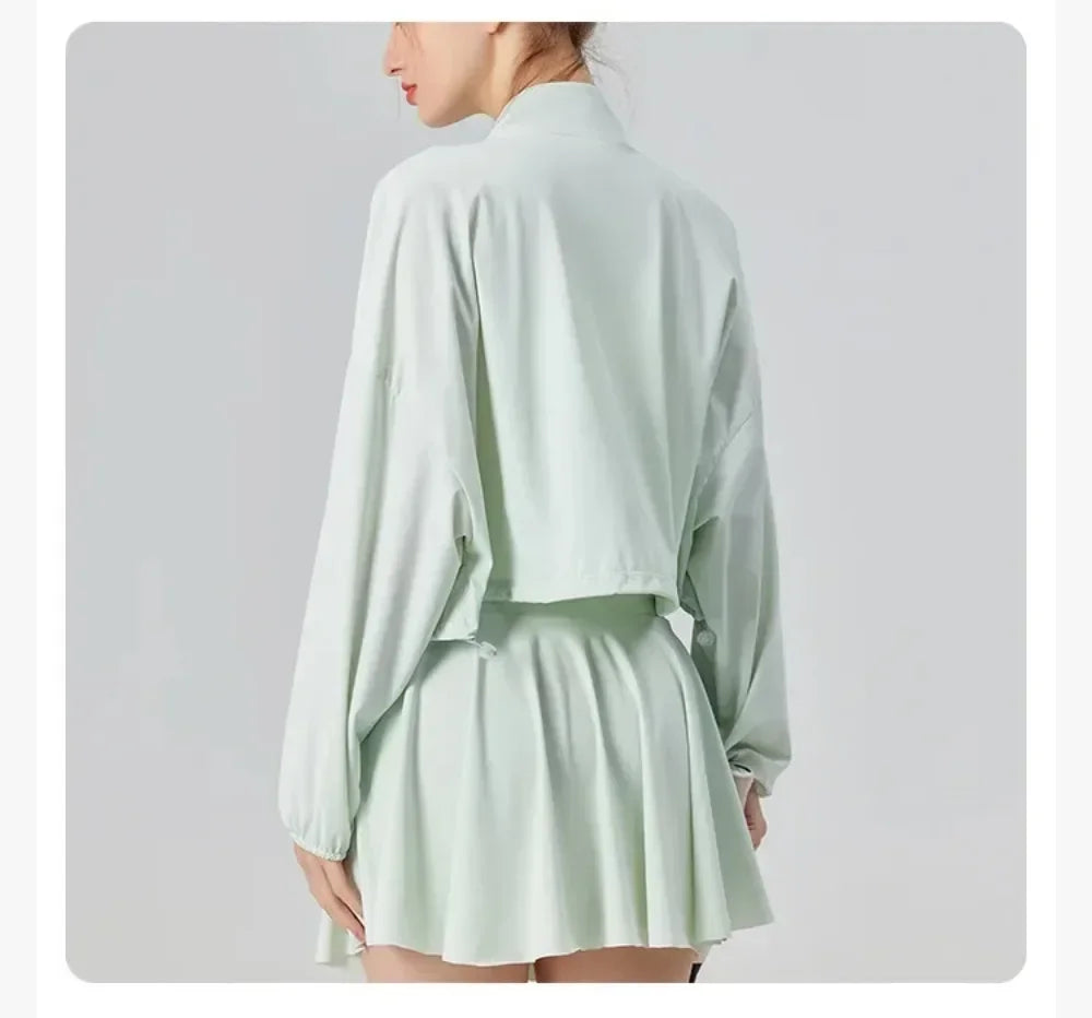 Women’s UPF 50+ UV Protection Tennis Jacket – Lightweight Cool-Fit Sports & Running Jacket