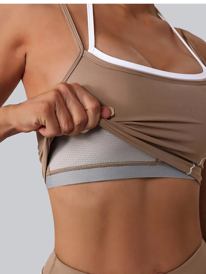 Women’s Halter Neck Fitness Tank Top – Adjustable Strap Running Sports Bra