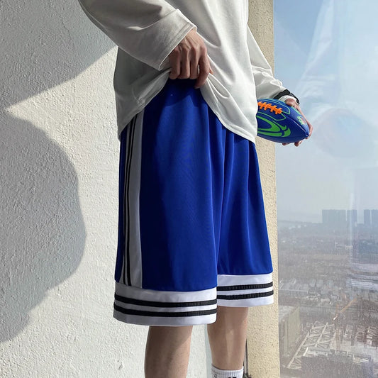 Men’s Casual Stripe Basketball Shorts – Loose Fit Breathable Summer Gym & Streetwear Shorts