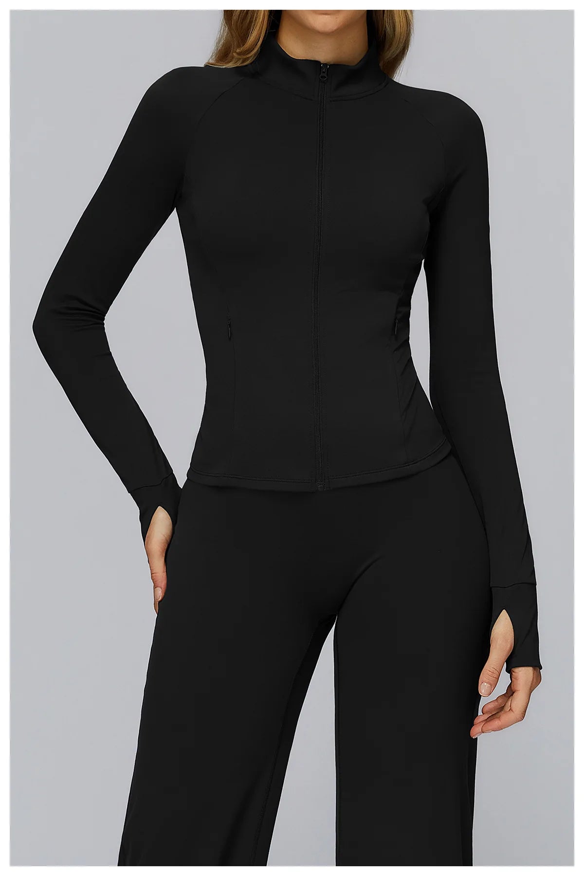 Women’s Zip-Up Performance Jacket – Long Sleeve Quick-Dry Gym & Yoga Activewear