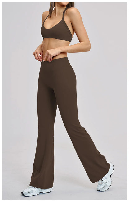 Women’s Flare Leggings Set with Hollow Back Sports Bra | Gym & Yoga